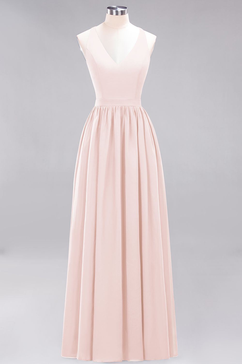BMbridal Affordable Chiffon V-Neck Sleeveless Lace Bridesmaid Dress Online-BMbridal