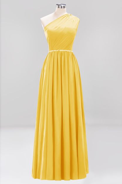 BMbridal Modest One-shoulder Royal Blue Affordable Bridesmaid Dress with Beadings-BMbridal