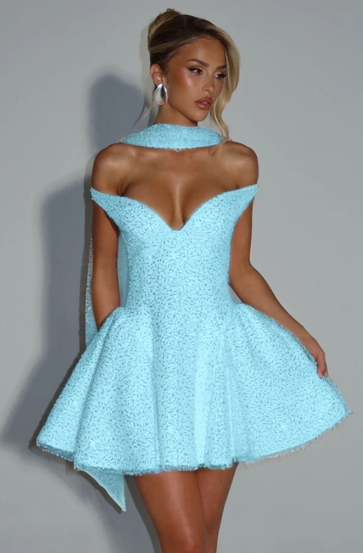 Off the Shoulder Sleeveless Short A Line Prom Dress With Sequin
