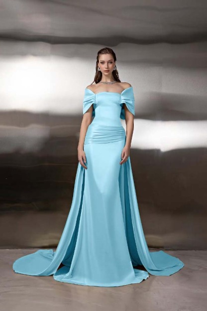 Off the Shoulder Sleeveless Long Mermaid Prom Dress With Pleated