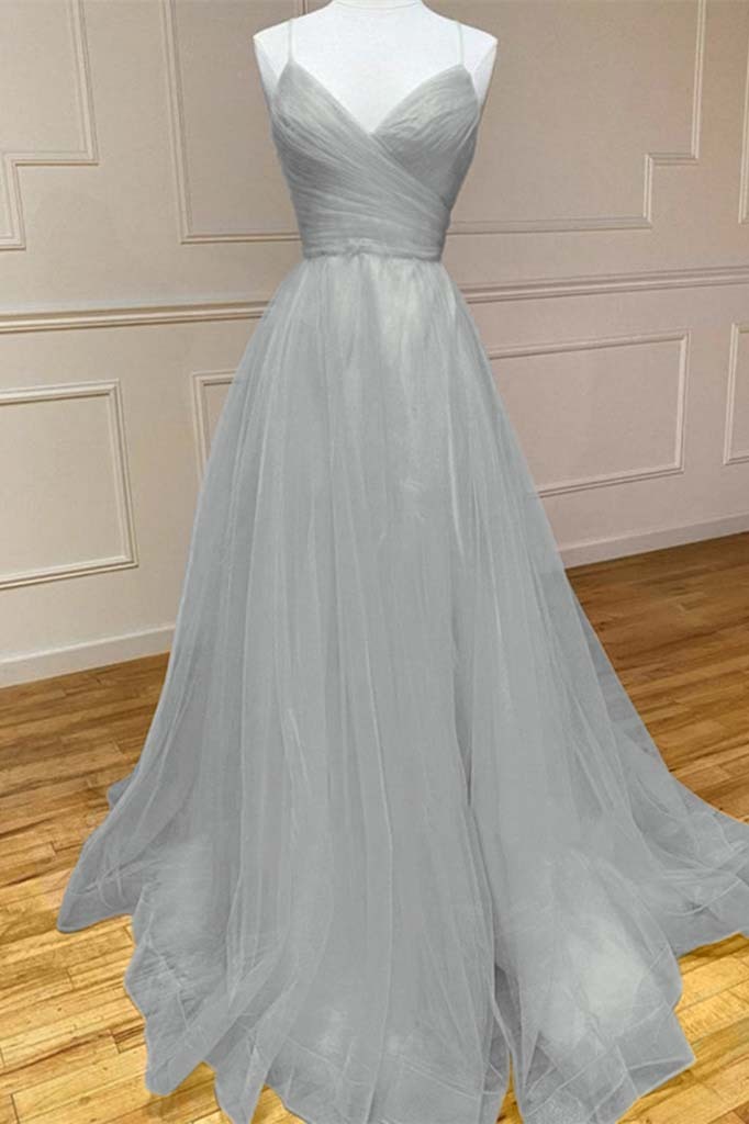 Amazing Yellow Spaghetti Strap Sleeveless V Neck Prom Dress String Back