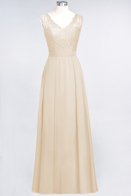 BMbridal Modest Chiffon V-Neck Burgundy Lace Bridesmaid Dresses Online-BMbridal