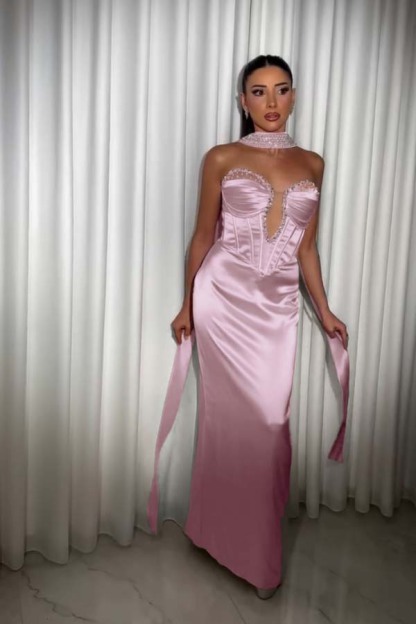 Strapless Sleeveless Long Mermaid Prom Dress With Pleated Beading