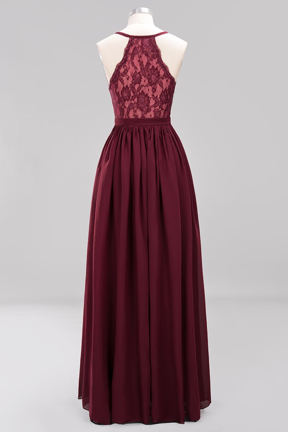 BMbridal Affordable Chiffon V-Neck Sleeveless Lace Bridesmaid Dress Online-BMbridal