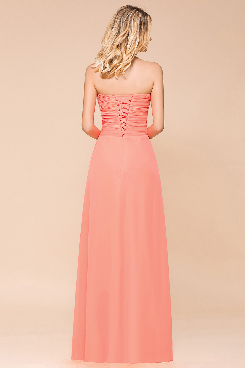 BMbridal Stylish Sweetheart Ruffle Affordable Coral Chiffon Bridesmaid Dresses Online-BMbridal