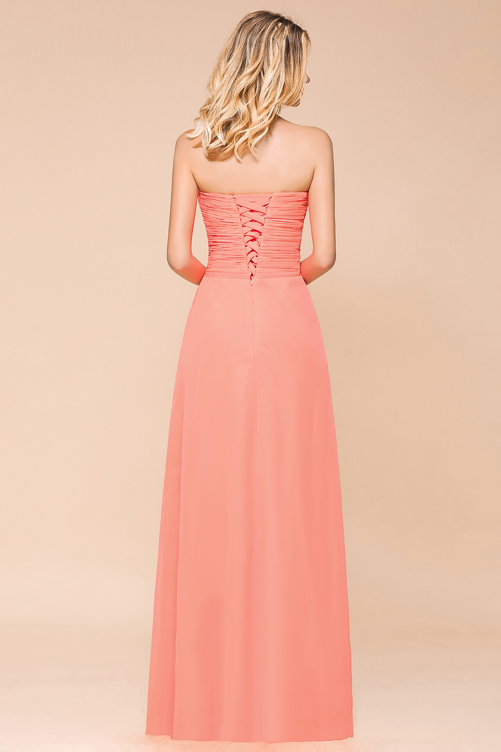 BMbridal Stylish Sweetheart Ruffle Affordable Coral Chiffon Bridesmaid Dresses Online-BMbridal