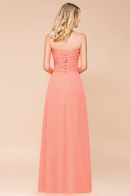 BMbridal Stylish Sweetheart Ruffle Affordable Coral Chiffon Bridesmaid Dresses Online-BMbridal