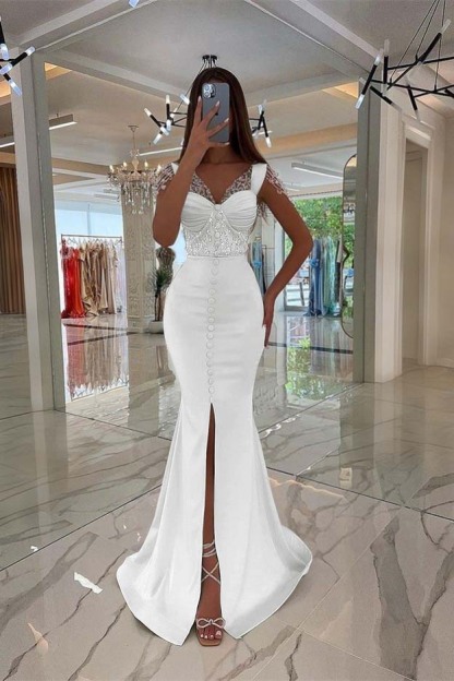 Amazing Mint Green Cap Sleeves Prom Dress Long Front Slit With Buttons Beads