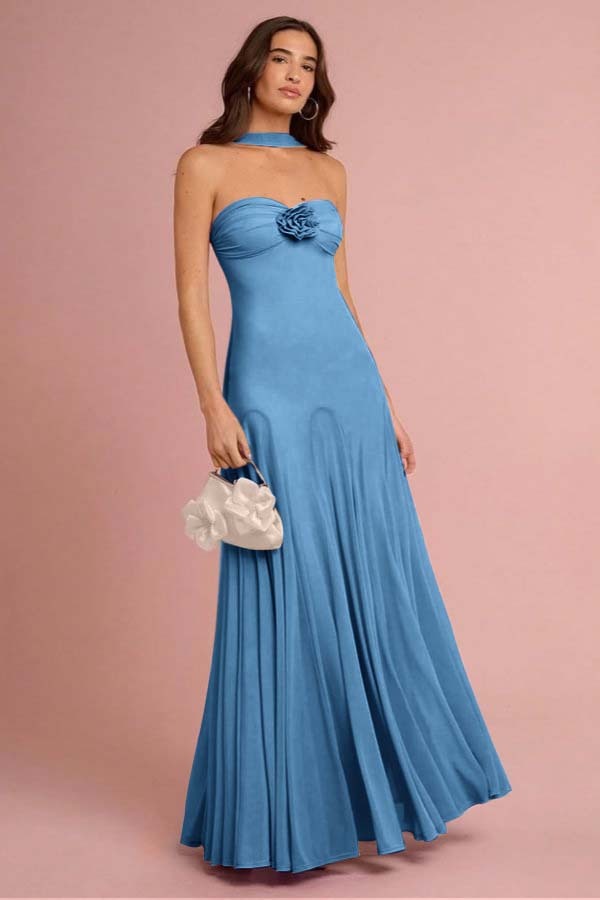 Sweetheart Strapless Sleeveless Long Prom Dress With Ruffles