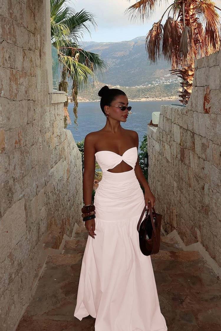 Strapless Sweetheart Sleeveless Long Prom Dress With Pleated