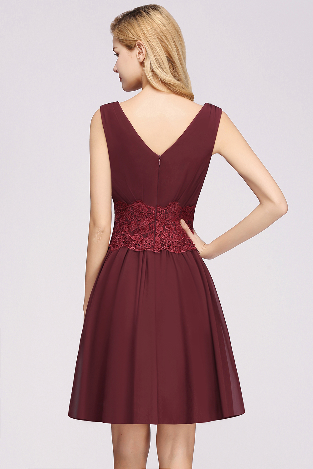 BMbridal Pretty V-Neck Short Sleeveless Lace Bridesmaid Dresses Online-BMbridal