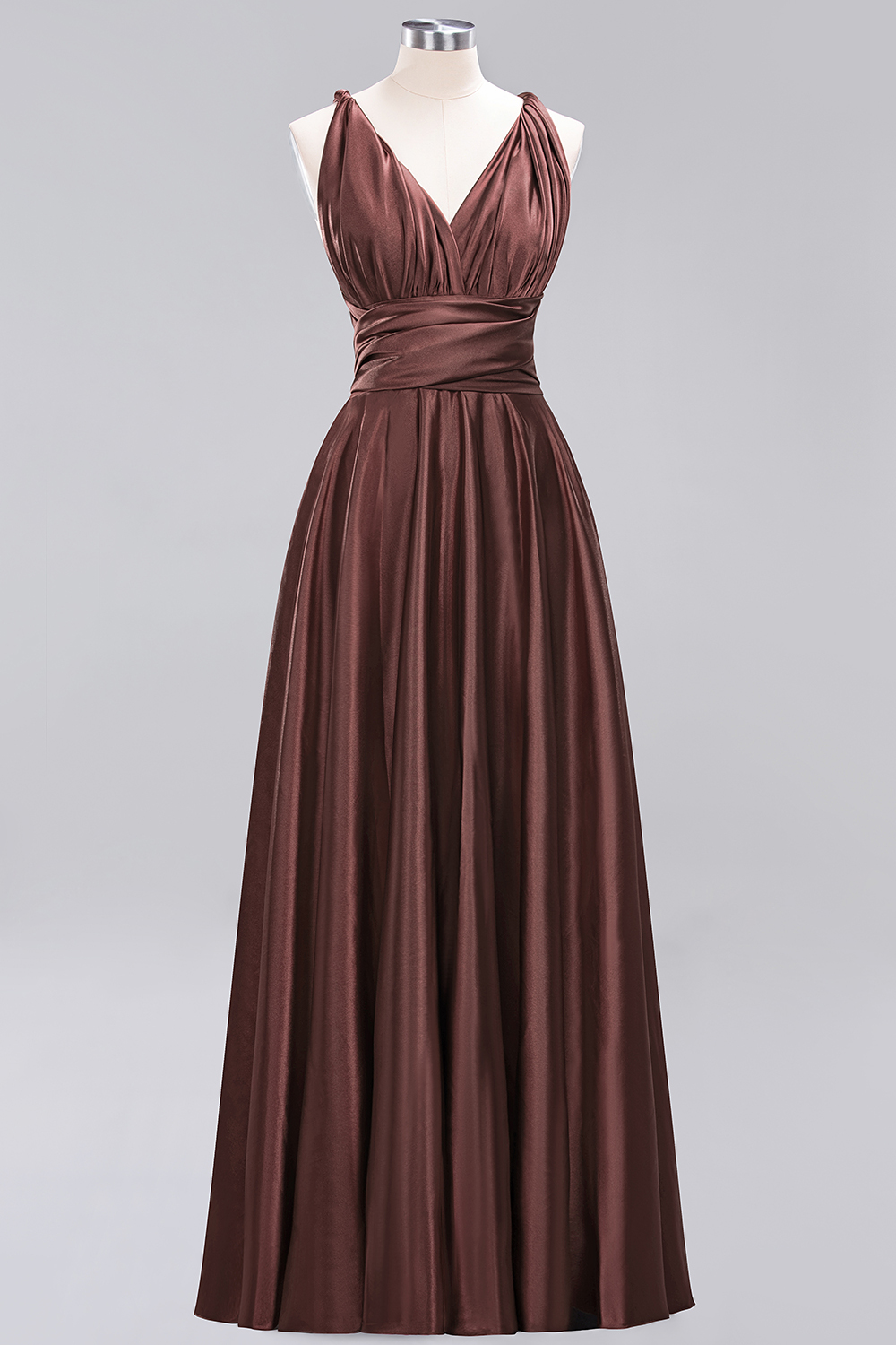 BMbridal Chic Burgundy Satin Long Bridesmaid Dresses With One Shoulder-BMbridal