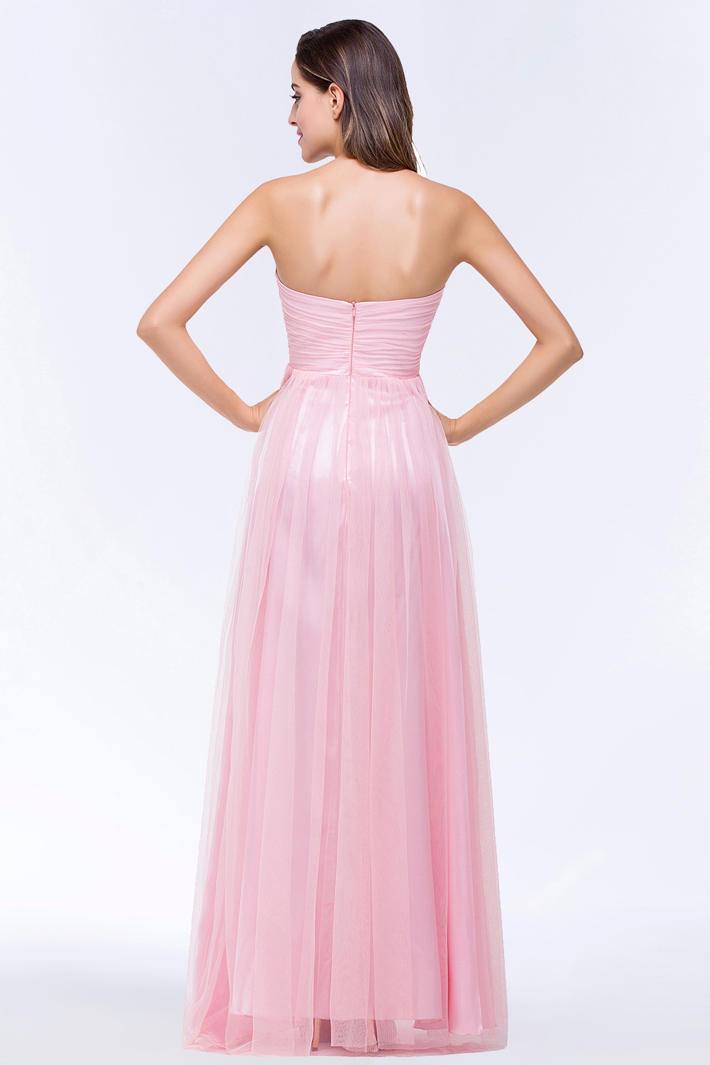 BMbridal Chic Tulle Ruffle Strapless Sweetheart Floor-Length Bridesmaid Dresses-BMbridal