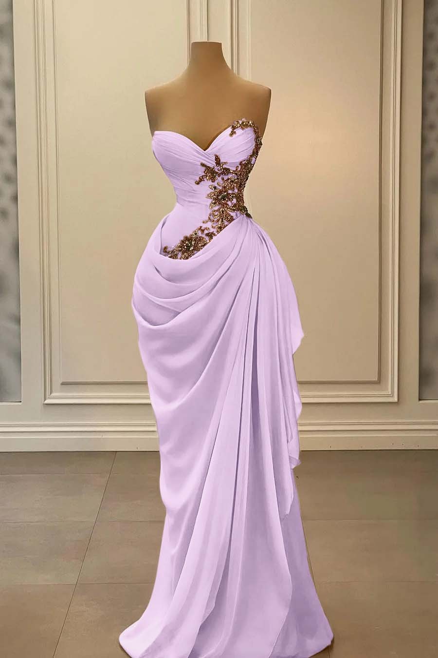 Strapless Sleeveless Long Mermaid Prom Dress With Appliques