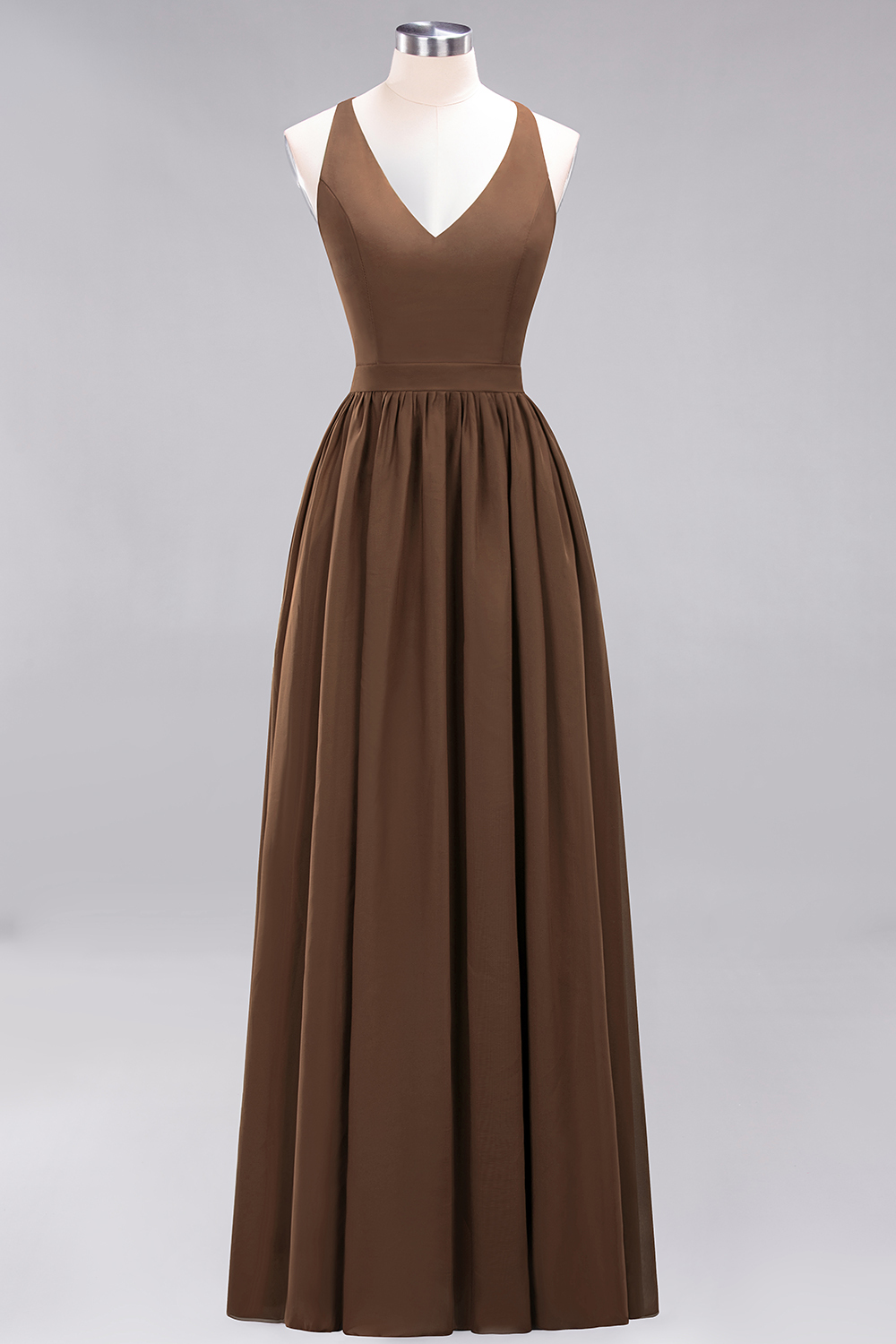 BMbridal Affordable Chiffon V-Neck Sleeveless Lace Bridesmaid Dress Online-BMbridal
