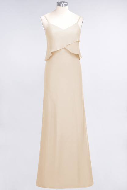 BMbridal Affordable Spaghetti-Straps V-Neck Burgundy Chiffon Bridesmaid Dresses-BMbridal