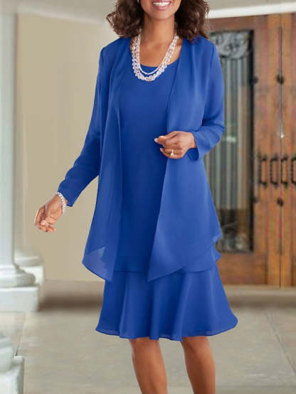 Knee-Length A-Line Princess Scoop Mother of the Bride Dresses