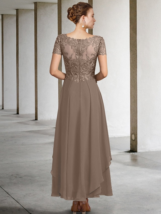 V-Neck A-Line Princess Ankle-Length Dress for the Mother of the Bride