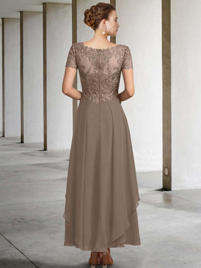 V-Neck A-Line Princess Ankle-Length Dress for the Mother of the Bride