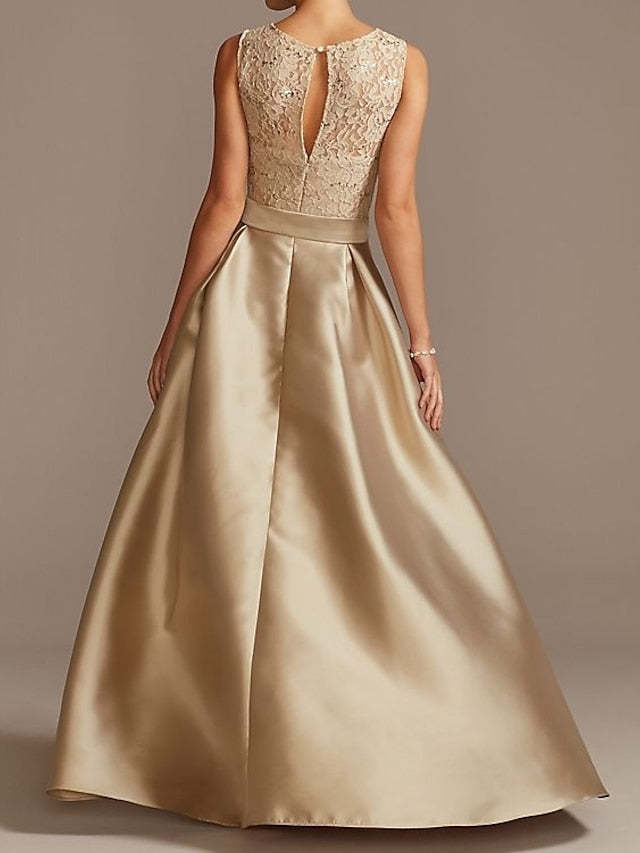 Asymmetrical Princess A-Line Sleeveless Mother Of The Bride Dress With Jewel Neck And Pleats