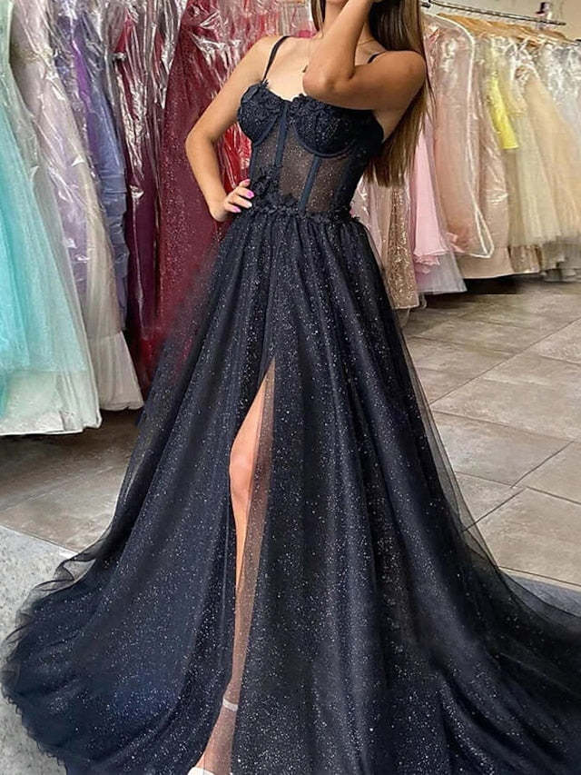 Long Prom Dresses with Spaghetti Straps in A-Line and Princess Styles