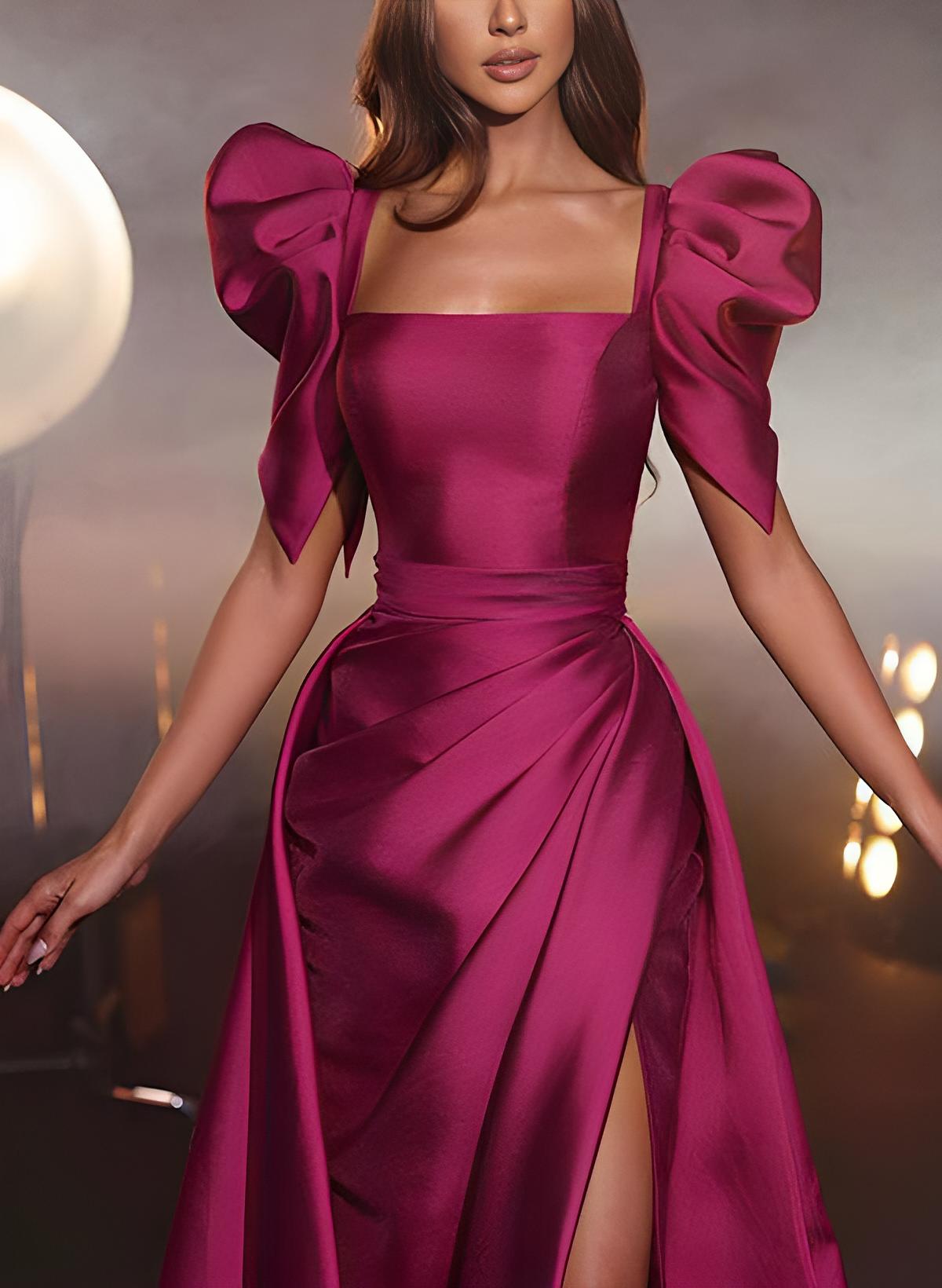 Floor-length A-Line Prom Dresses with Princess Square Neck