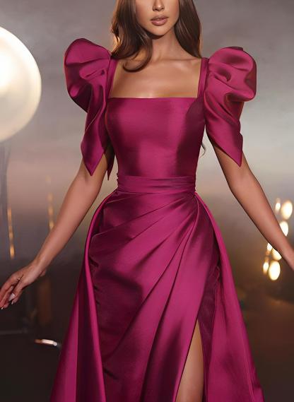 Floor-length A-Line Prom Dresses with Princess Square Neck