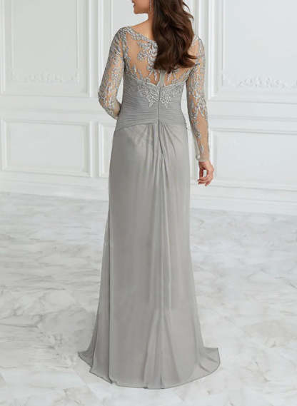V-Neck Floor-Length A-Line Princess Mother Of The Bride Dress With Lace Ruffle