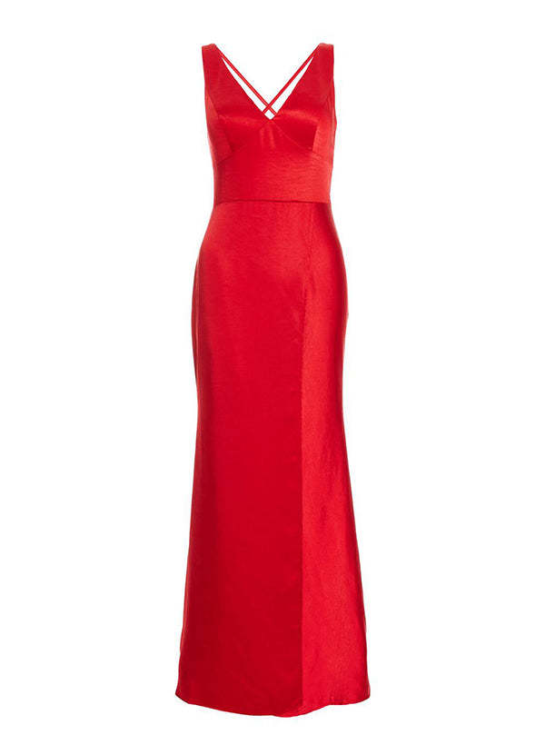 V-Neck Floor-Length Bridesmaid Dress with Side Split