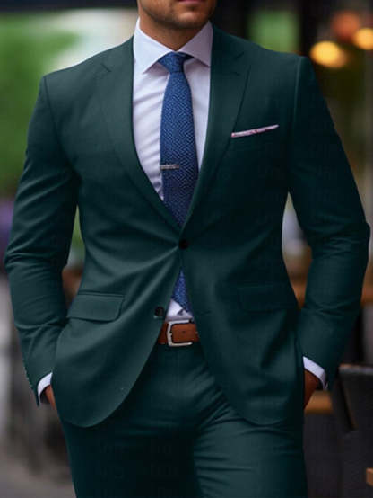 Two-Button Single-Breasted Tailored Wedding Suit For Men 2-Piece Set