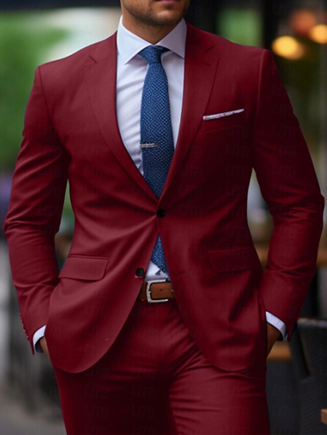 Two-Button Single-Breasted Tailored Wedding Suit For Men 2-Piece Set