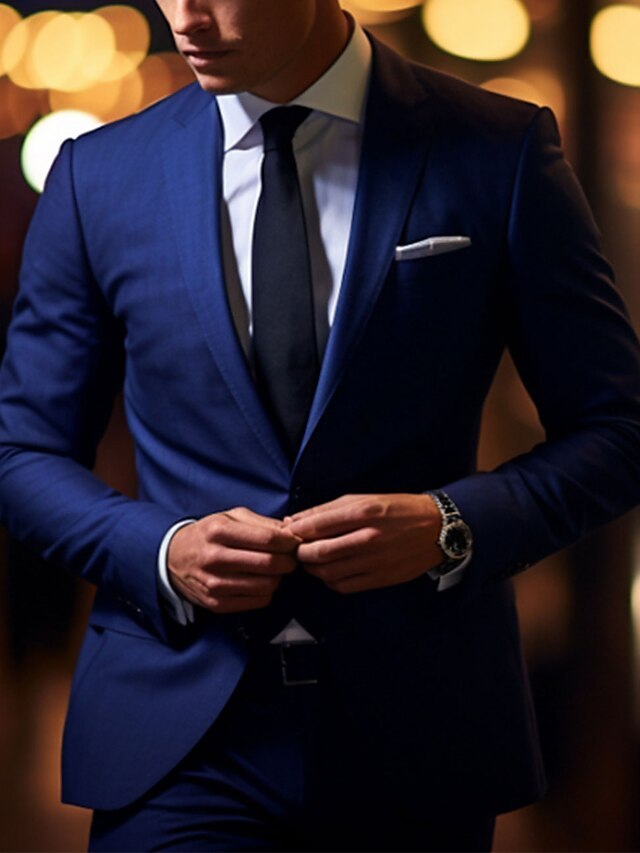 Two-Button Single-Breasted Tailored Wedding Suit For Men 2-Piece Set