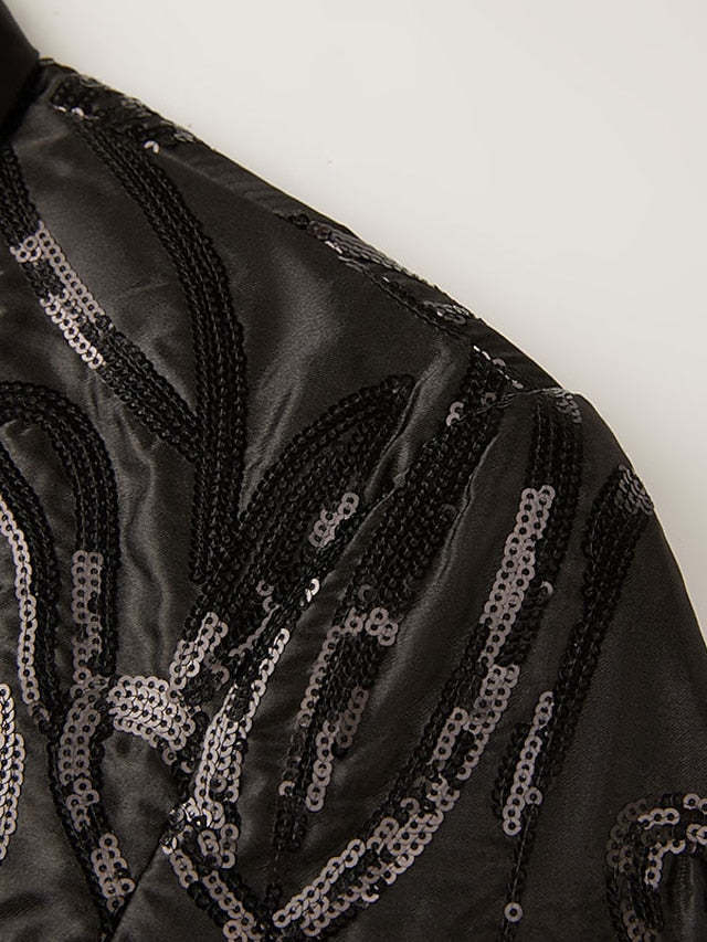 Single-Button Sequin Tuxedo Suit For Men's Parties 2-Piece Set