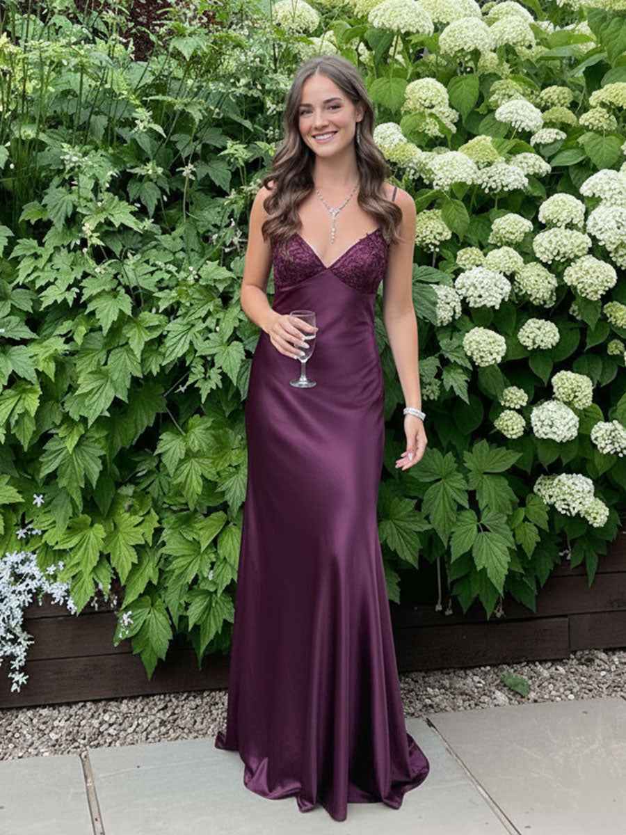 Blue A Line V-neck Beaded Back Tie Long Prom Dress