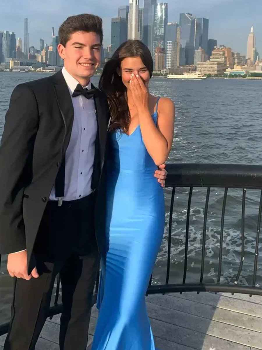 Blue Mermaid Spaghetti Straps Satin Backless Long Prom Dress