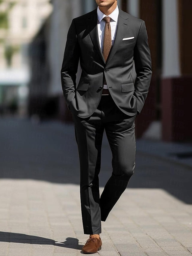 Two-Piece Tailored Fit Single Breasted Wedding Suit For Men