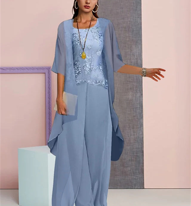 Elegant Mother of the Bride Jacket and Pantsuits in Chiffon