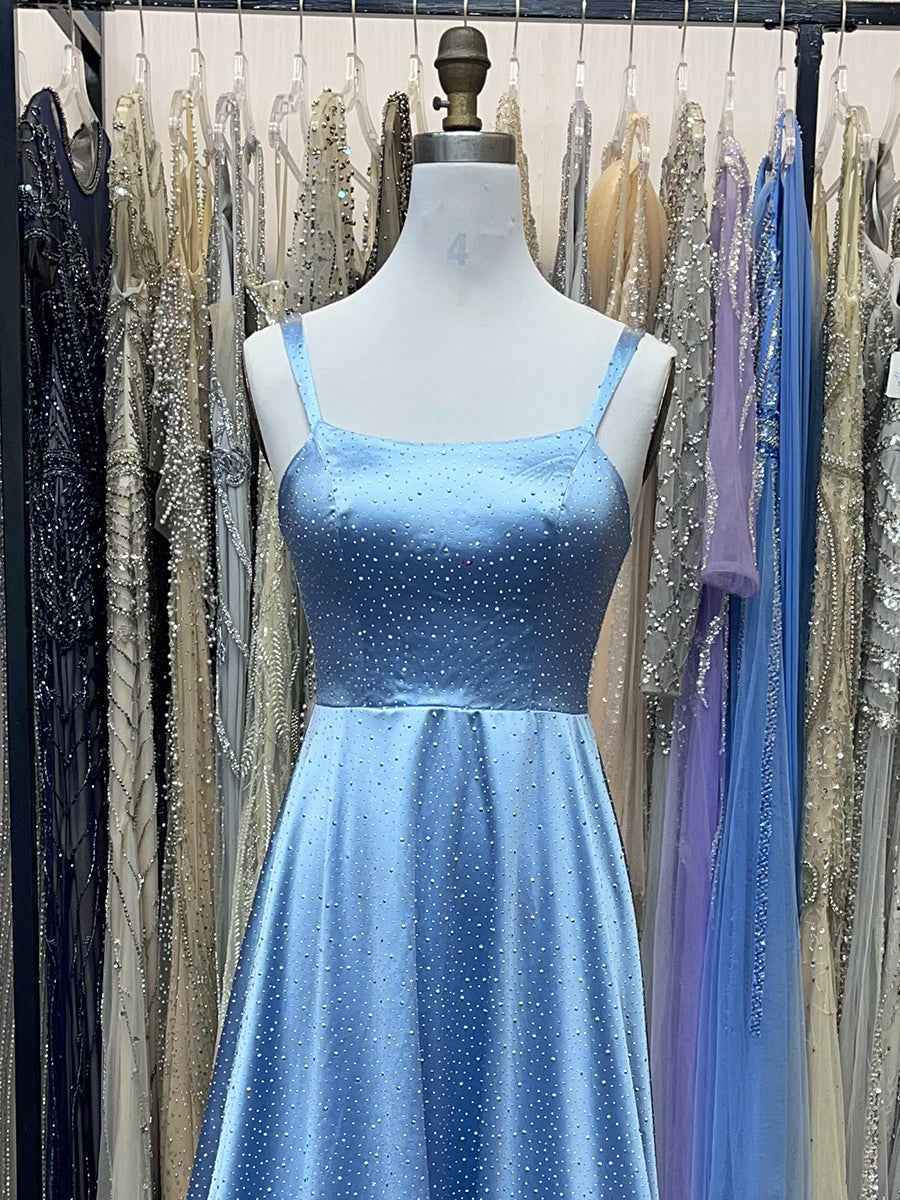 Classic A-Line Prom Gown with Scattered Rhinestones