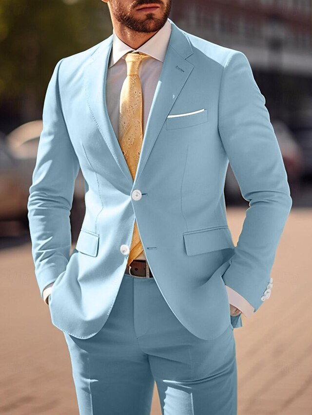 Two-Piece Wedding Suit For Men In Tailored Fit With Single Breast And Two Buttons