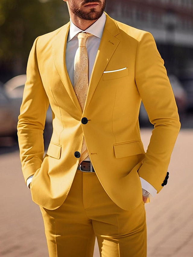 Two-Piece Wedding Suit For Men In Tailored Fit With Single Breast And Two Buttons