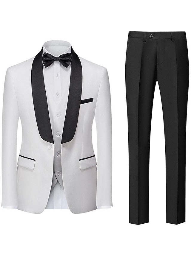 Single-Breasted One-Button Tailored Fit 3-Piece Wedding Suit For Men