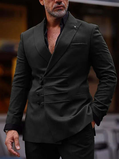 Double-Breasted Six-Button Two-Piece Wedding Suit For Men Standard Fit