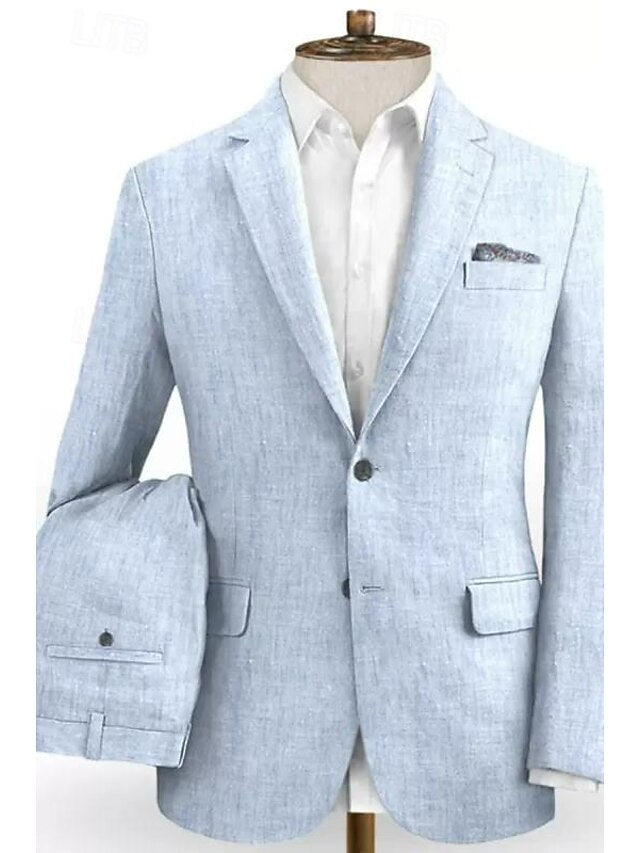 Two-Button Single-Breasted Tailored Wedding Suit For Men 2-Piece Set