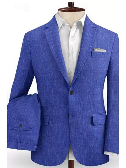 Two-Button Single-Breasted Tailored Wedding Suit For Men 2-Piece Set
