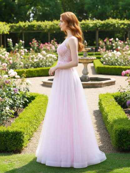 Enchanting Tulle A-Line Prom Dress with Floral Embroidered Bodice