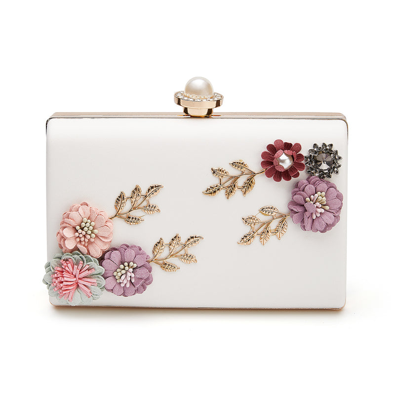 Unique Imitation Pearl Flower Clutch