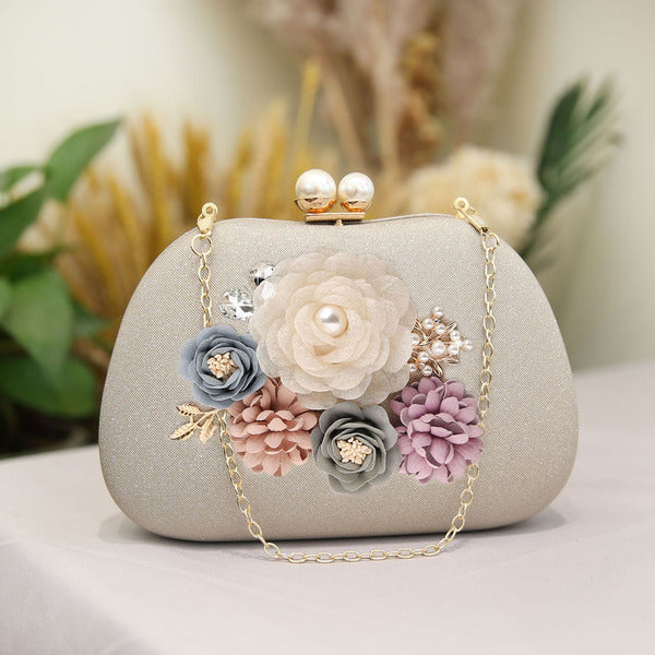 Elegant and Charming Floral Clutch Bag, Pretty and Refined