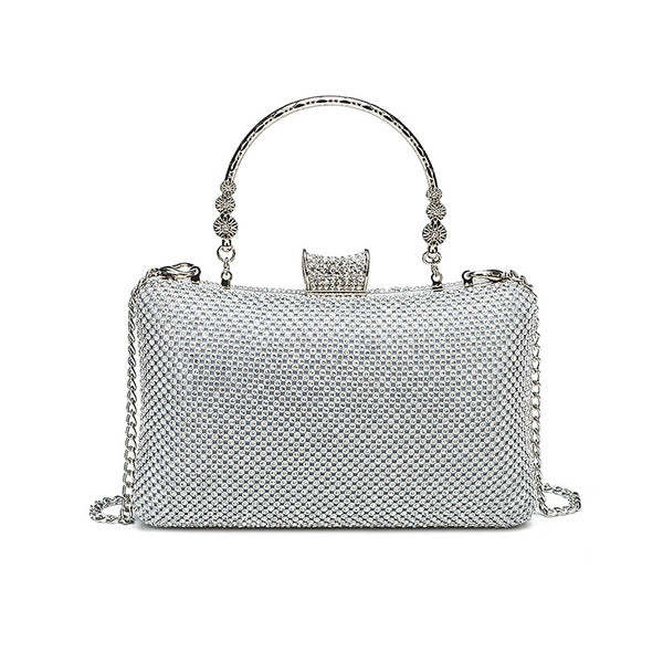 Hinge Handbags with Rhinestone and Glitter Crystal Details