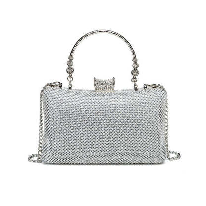 Hinge Handbags with Rhinestone and Glitter Crystal Details