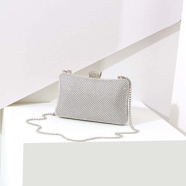 Hinge Handbags with Rhinestone and Glitter Crystal Details